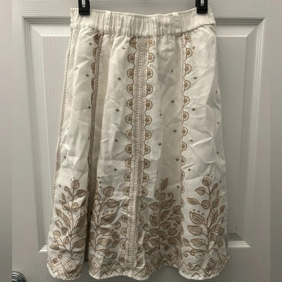Johnny Was Tasya Embroidered Button Front Linen skirt small - Picture 3 of 7